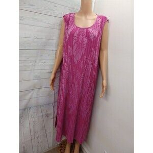Drapers Damons Sleeveless A-Line Travel Dress Sz 1X Pink Stretch Church Wedding